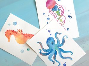 sea creatures watercolor paintings